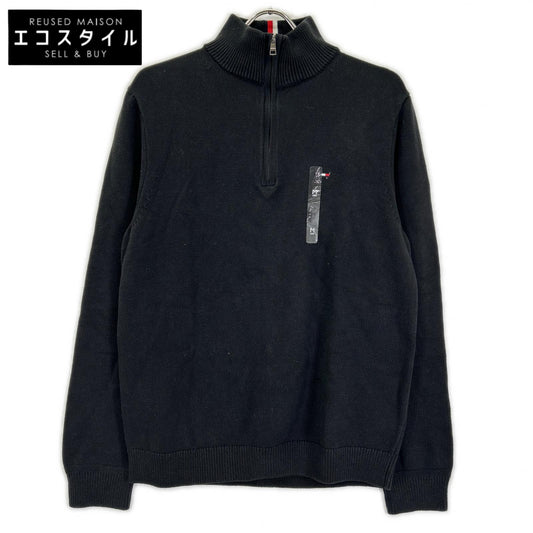TOMMYHILFIGER トミーヒルフィガー XM0XM05603 ブラック コットン ハーフジップモックネックニットプルオーバー トップス