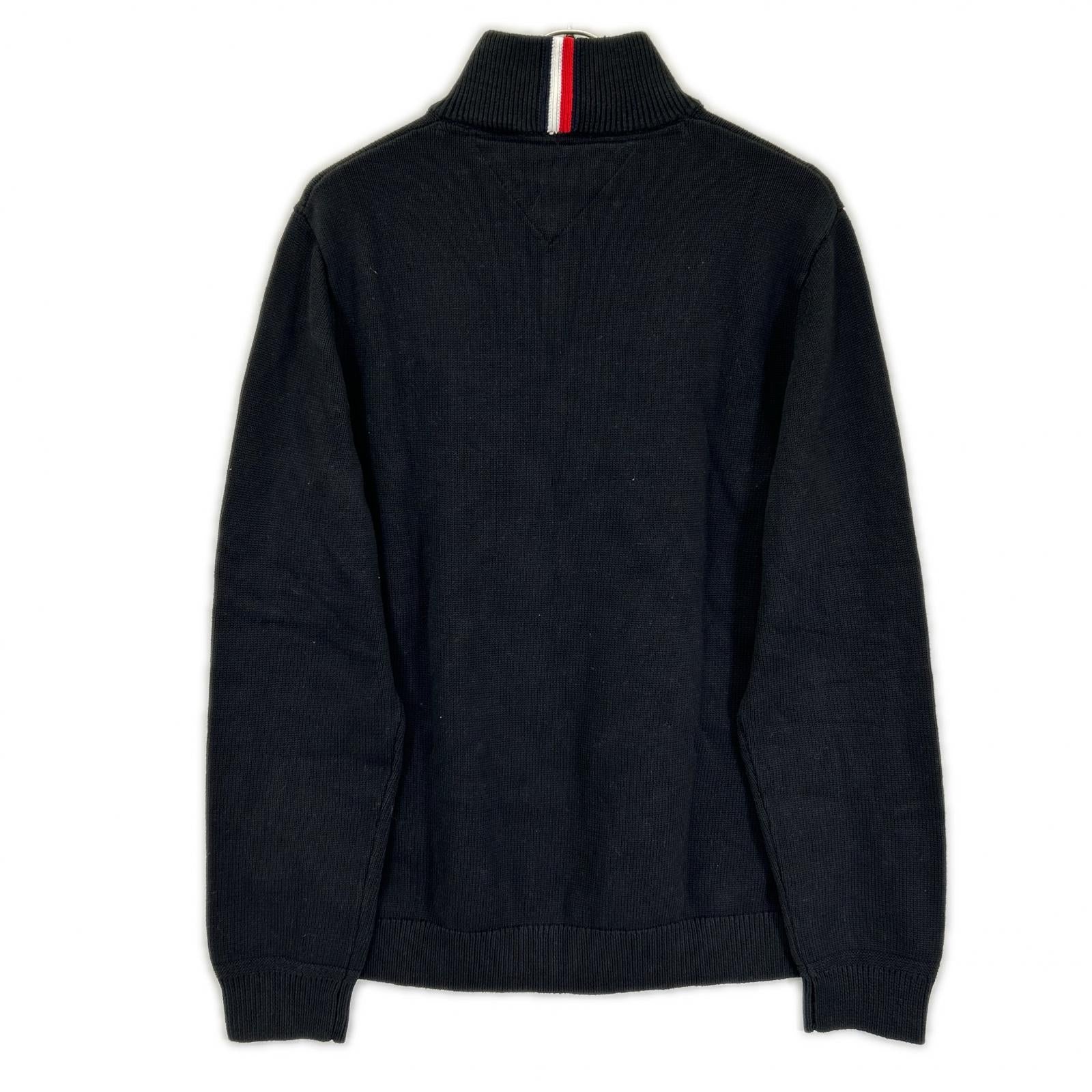 TOMMYHILFIGER トミーヒルフィガー XM0XM05603 ブラック コットン ハーフジップモックネックニットプルオーバー トップス