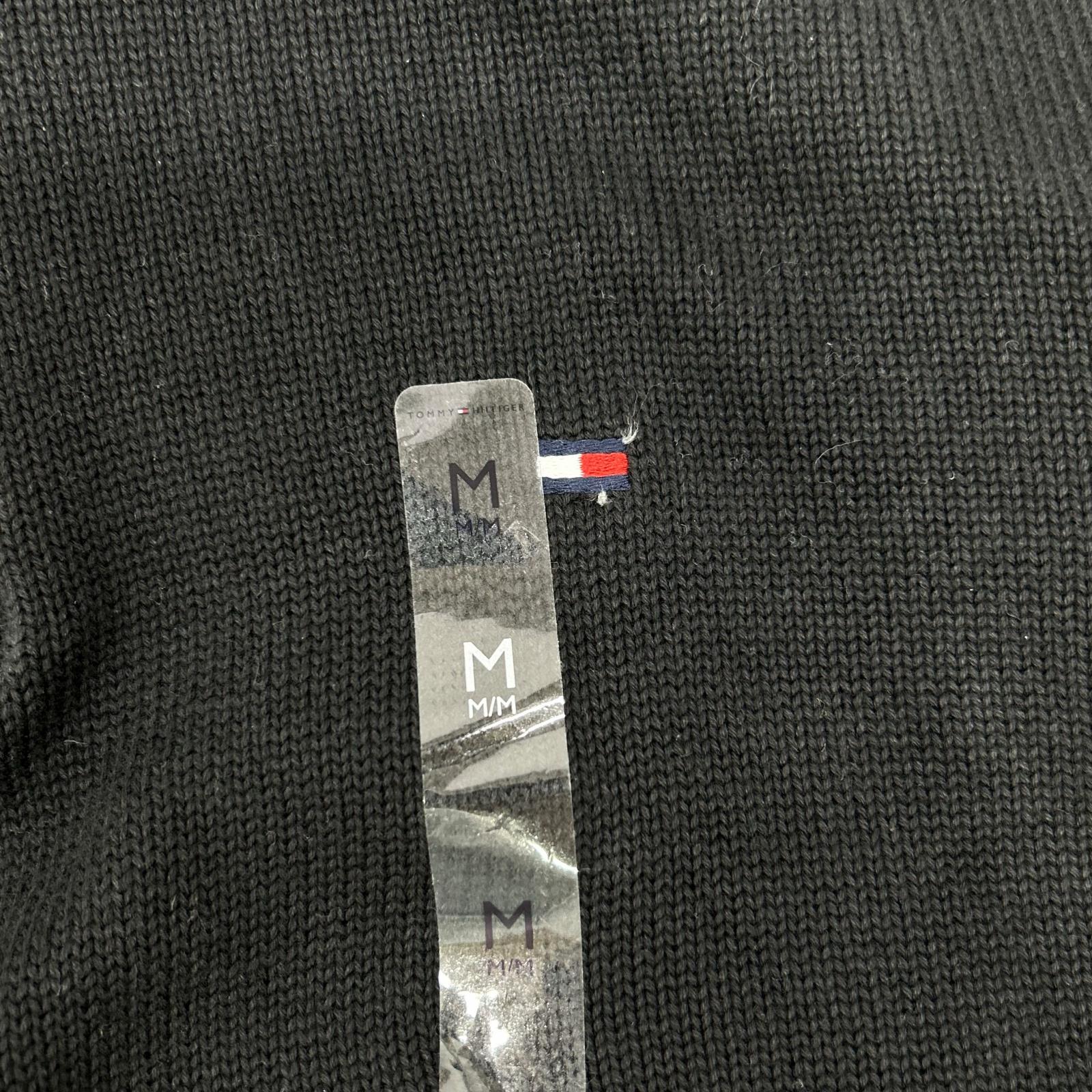TOMMYHILFIGER トミーヒルフィガー XM0XM05603 ブラック コットン ハーフジップモックネックニットプルオーバー トップス