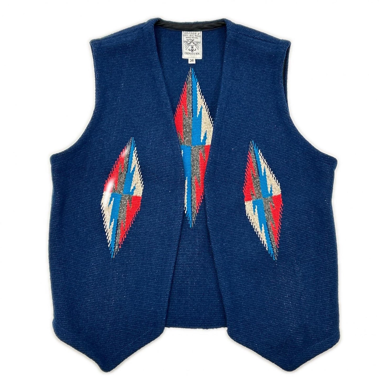 ORTEGA'S オルテガ Blue 100% Wool Chimayo Vest Vest