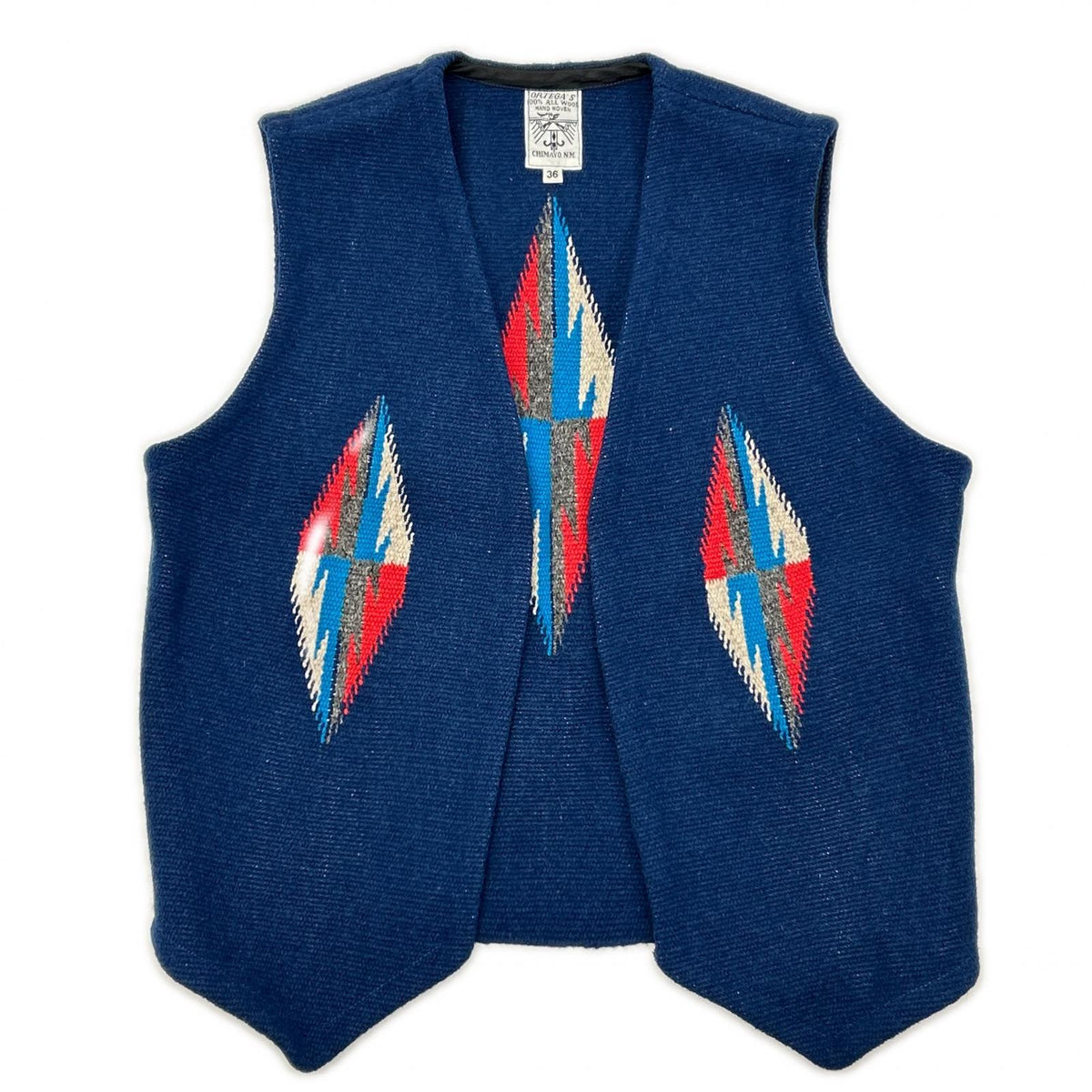 ORTEGA'S オルテガ Blue 100% Wool Chimayo Vest Vest