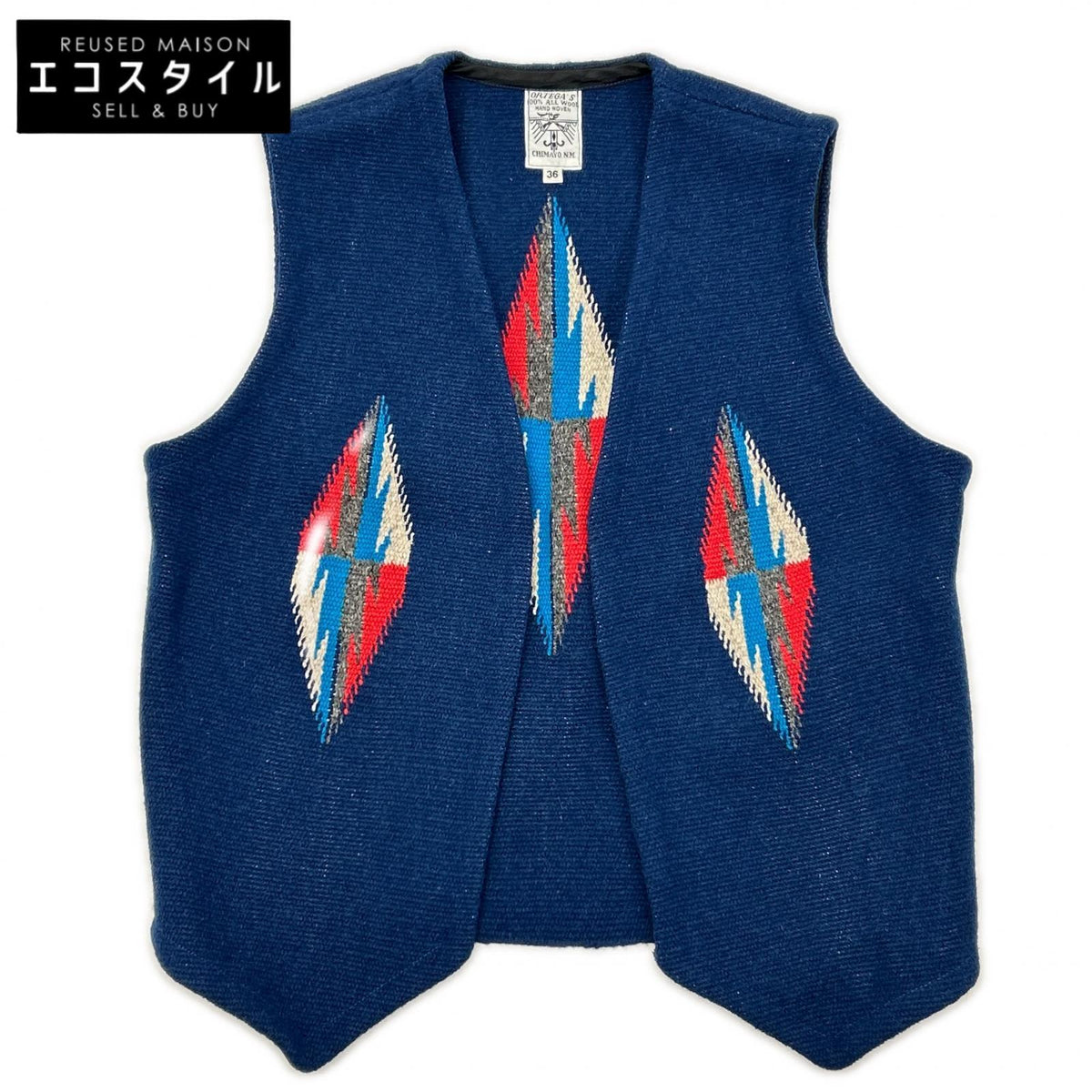 ORTEGA'S オルテガ Blue 100% Wool Chimayo Vest Vest