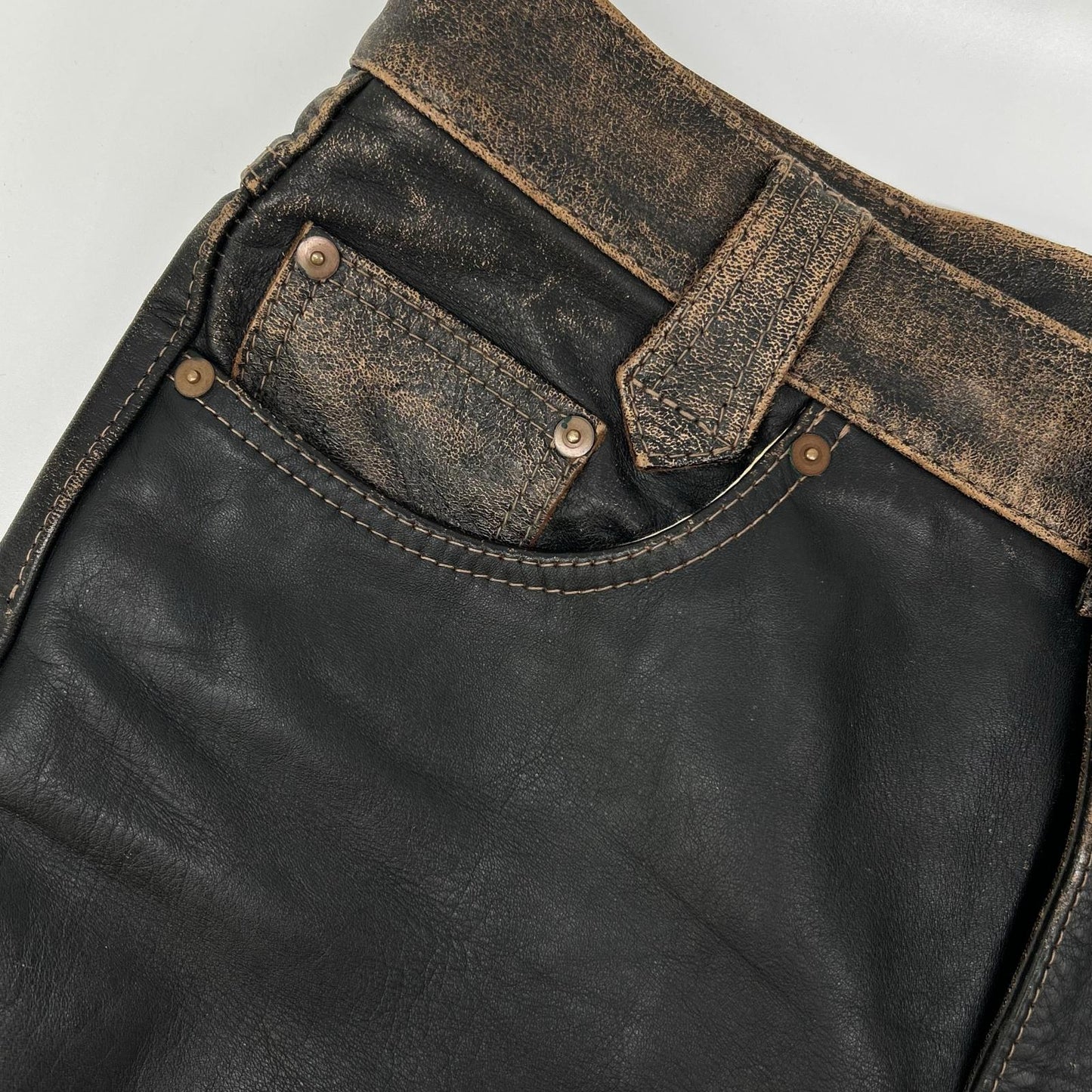 THE FLAT HEAD ザ フラットヘッド 3007H ブラウン 茶芯 馬革ブーツカットデニムパンツ ボトムス
