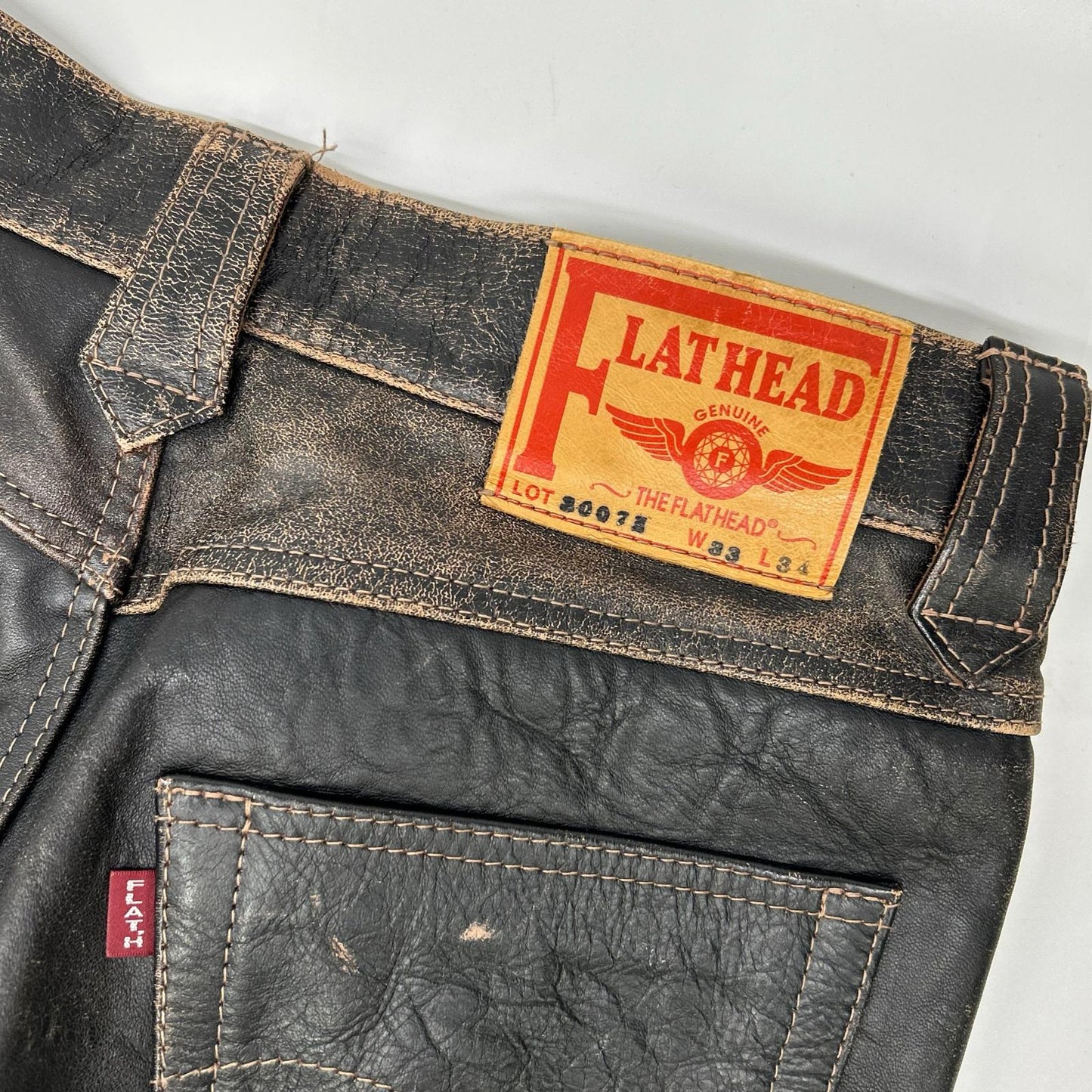 THE FLAT HEAD ザ フラットヘッド 3007H ブラウン 茶芯 馬革ブーツカットデニムパンツ ボトムス
