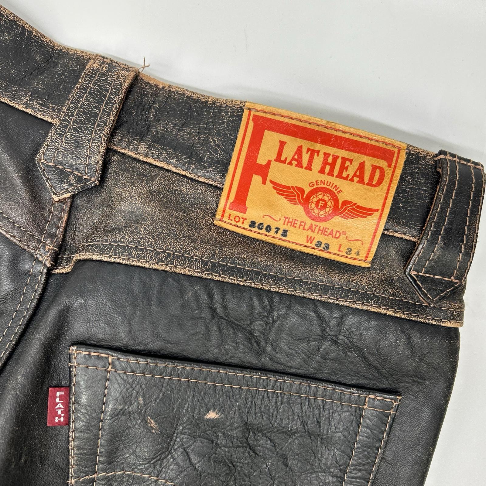 THE FLAT HEAD ザ フラットヘッド 3007H ブラウン 茶芯 馬革ブーツカットデニムパンツ ボトムス