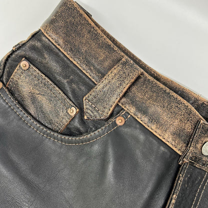 THE FLAT HEAD ザ フラットヘッド 3007H ブラウン 茶芯 馬革ブーツカットデニムパンツ ボトムス