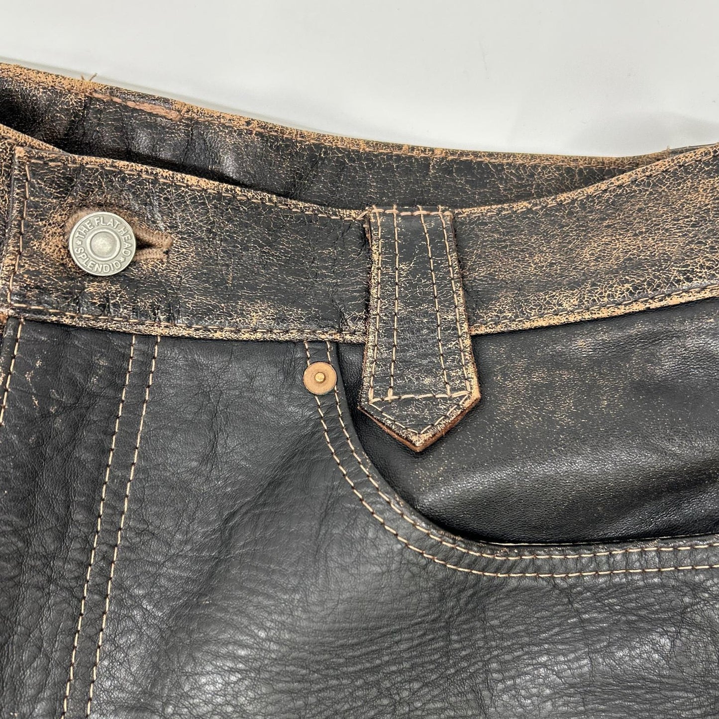 THE FLAT HEAD ザ フラットヘッド 3007H ブラウン 茶芯 馬革ブーツカットデニムパンツ ボトムス