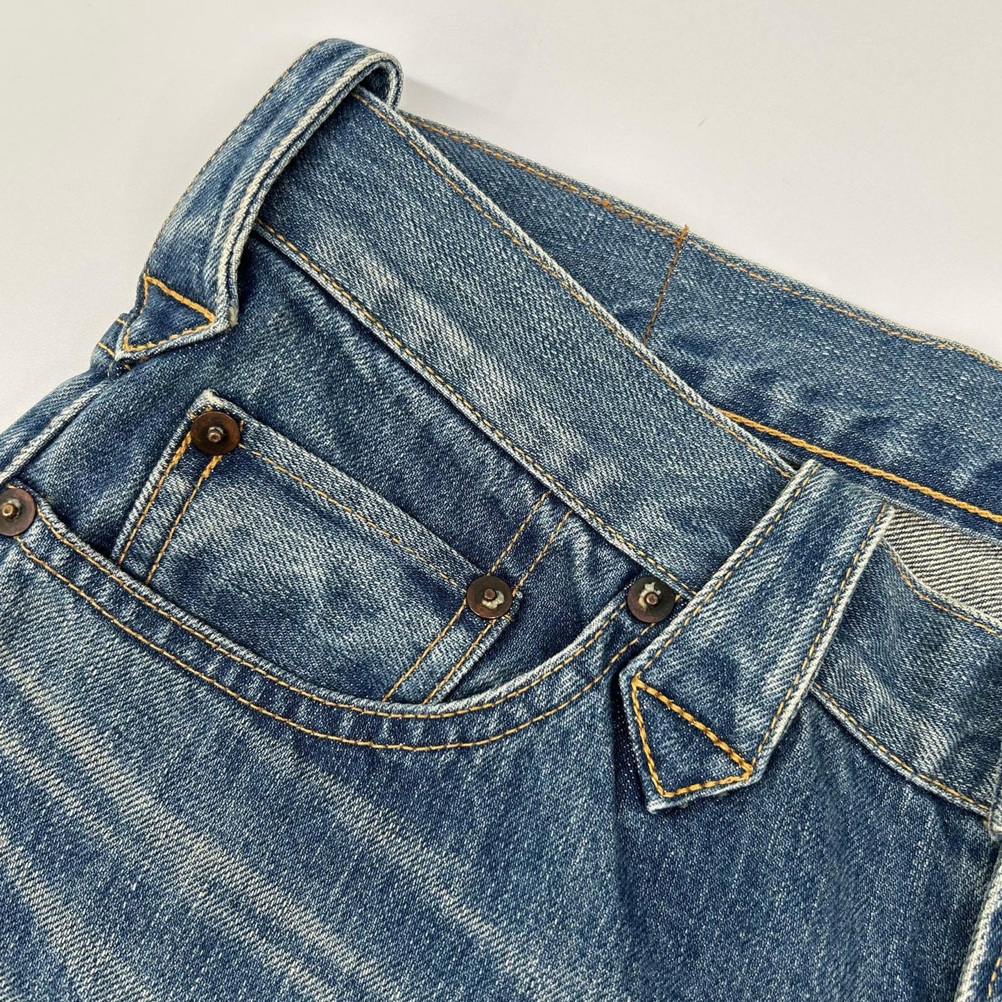 JELADO ジェラード インディゴブルー ヴィンテージ加工 パッチワーク フレアデニムパンツ ボトムス