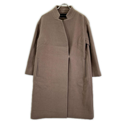 URBAN RESEARCH UR07-27L001 Greige Wool-Blend Hook-Button Petite Stand Collar Coat Coat