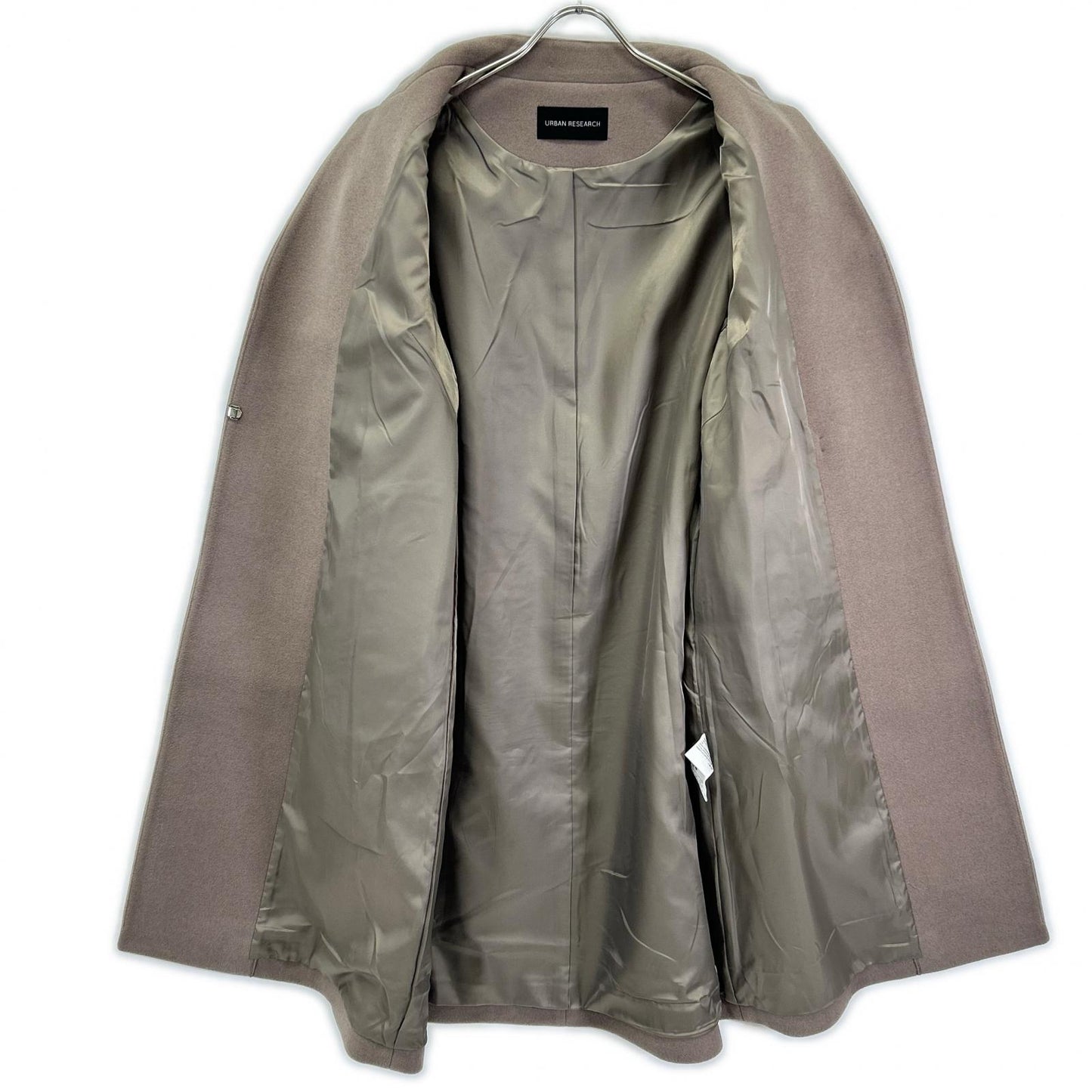 URBAN RESEARCH UR07-27L001 Greige Wool-Blend Hook-Button Petite Stand Collar Coat Coat