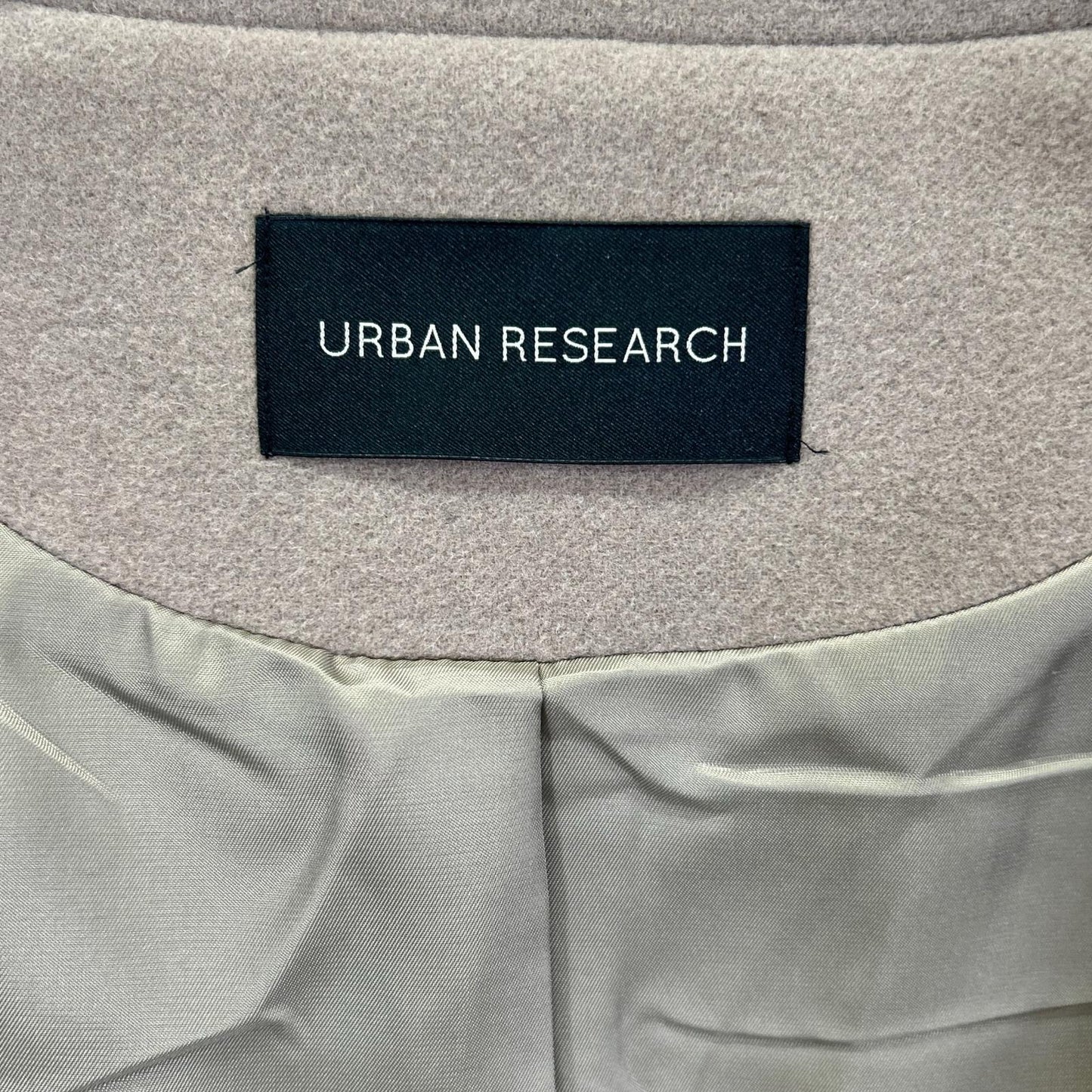 URBAN RESEARCH UR07-27L001 Greige Wool-Blend Hook-Button Petite Stand Collar Coat Coat