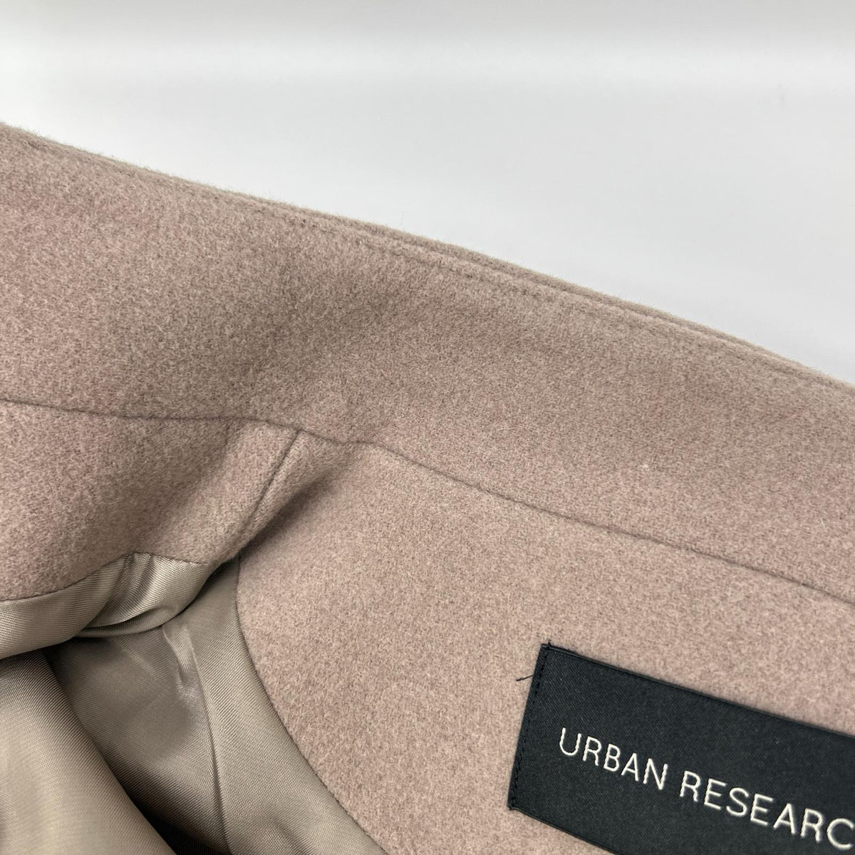 URBAN RESEARCH UR07-27L001 Greige Wool-Blend Hook-Button Petite Stand Collar Coat Coat