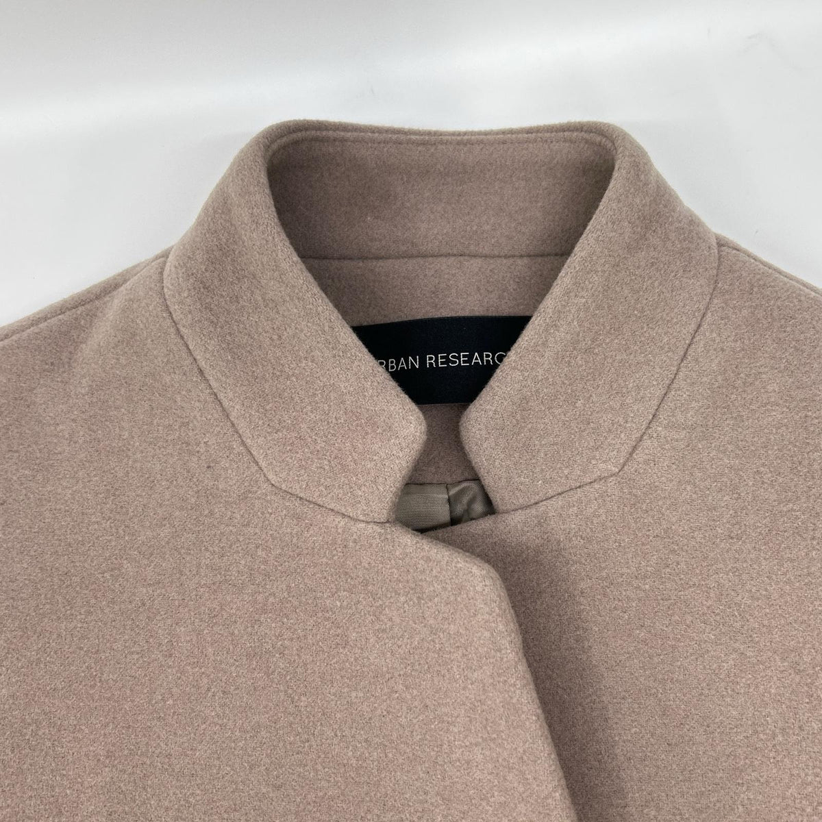 URBAN RESEARCH UR07-27L001 Greige Wool-Blend Hook-Button Petite Stand Collar Coat Coat