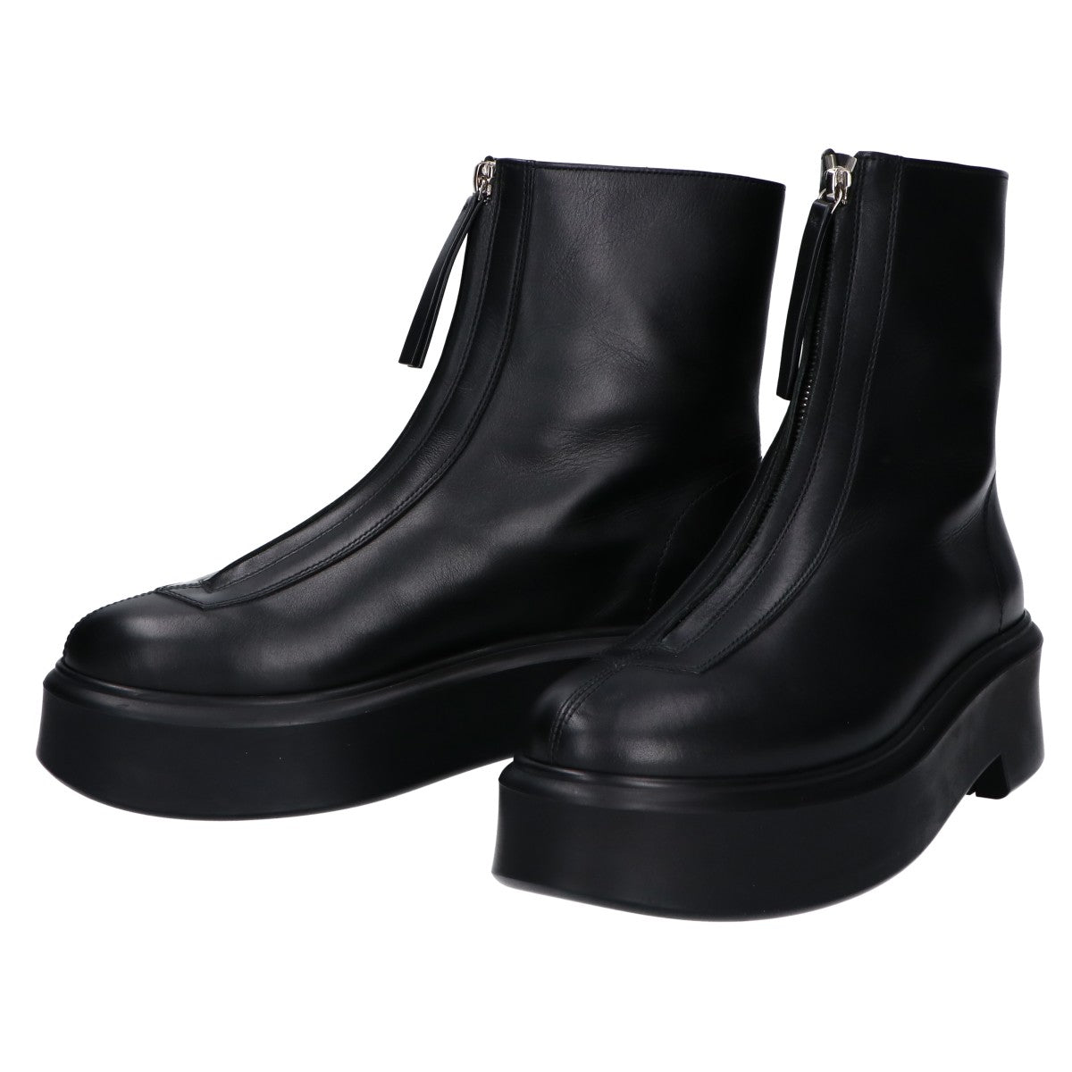 THE ROW ザ ロウ 美品 F1144-L64R カーフスキン ラバークレープソール ZIPPED BOOT I/センタージップブーツ シューズ