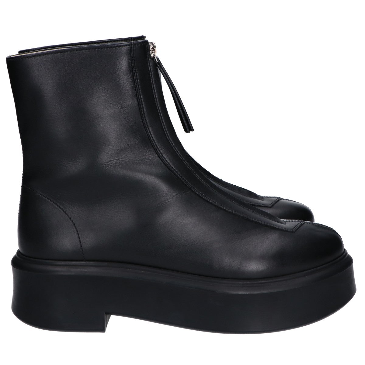 THE ROW ザ ロウ 美品 F1144-L64R カーフスキン ラバークレープソール ZIPPED BOOT I/センタージップブーツ シューズ