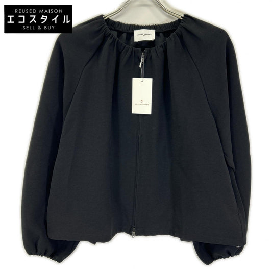 UNITED ARROWS United Arrows 1522-199-5365 black COMFY gathered collarless zip-up blouson top