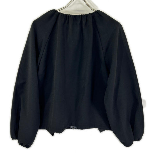 UNITED ARROWS United Arrows 1522-199-5365 black COMFY gathered collarless zip-up blouson top