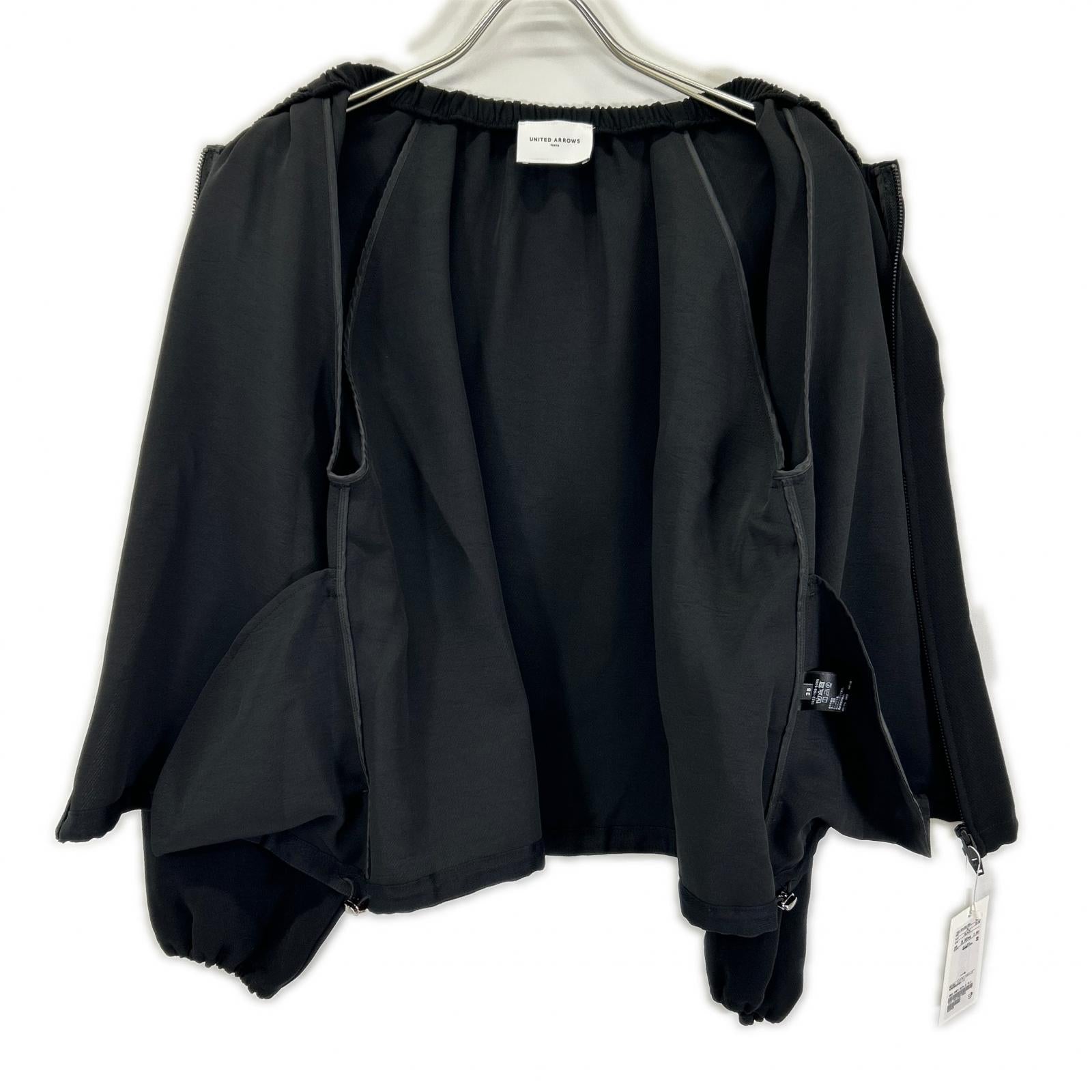 UNITED ARROWS ユナイテッドアローズ 1522-199-5365 ブラック COMFY ギャザー ノーカラー ジップアプブルゾン トップス