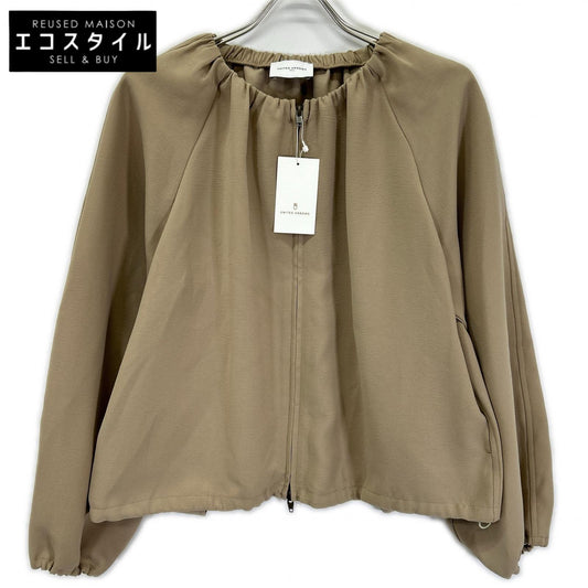 UNITED ARROWS United Arrows 1522-199-5365 beige COMFY gathered collarless zip-up blouson top