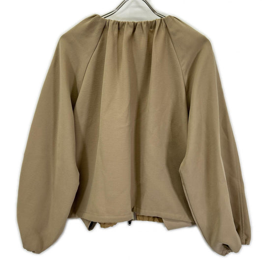 UNITED ARROWS United Arrows 1522-199-5365 beige COMFY gathered collarless zip-up blouson top