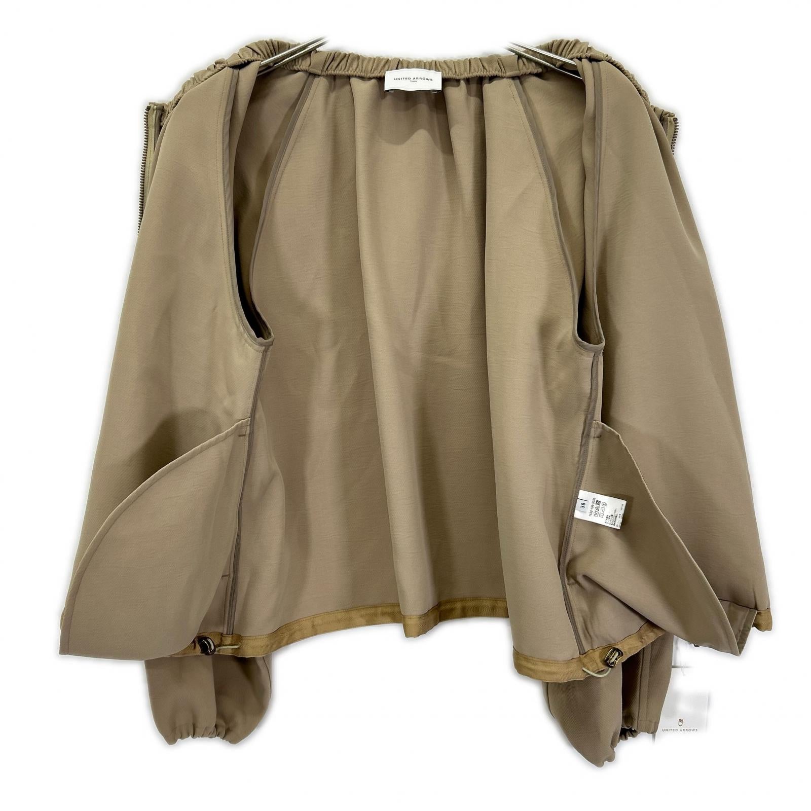 UNITED ARROWS ユナイテッドアローズ 1522-199-5365 ベージュ COMFY ギャザー ノーカラー ジップアプブルゾン トップス