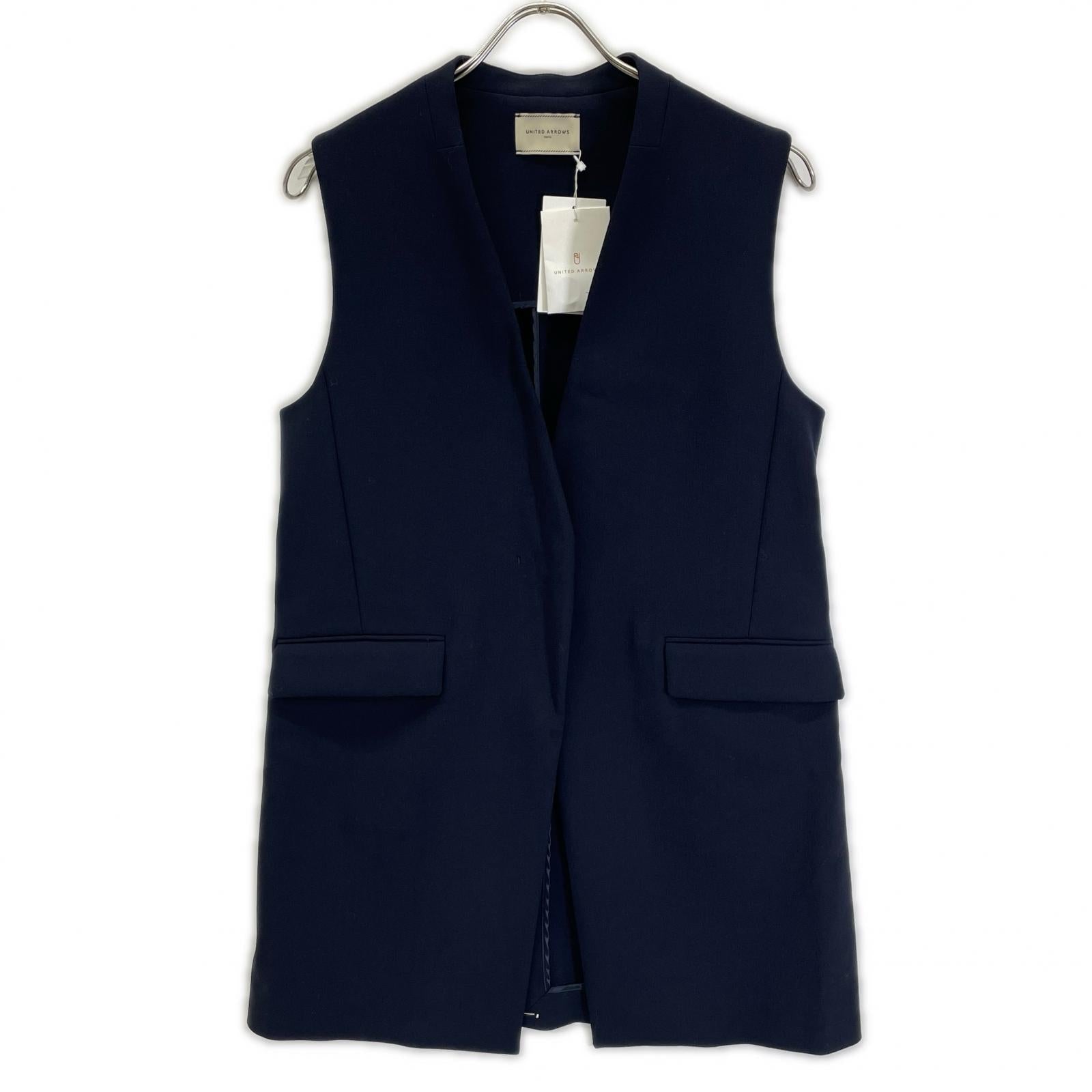 UNITED ARROWS ユナイテッドアローズ 1522-1-443030 ネイビー ウォッシャブル ダブルクロス ジレベスト ベスト