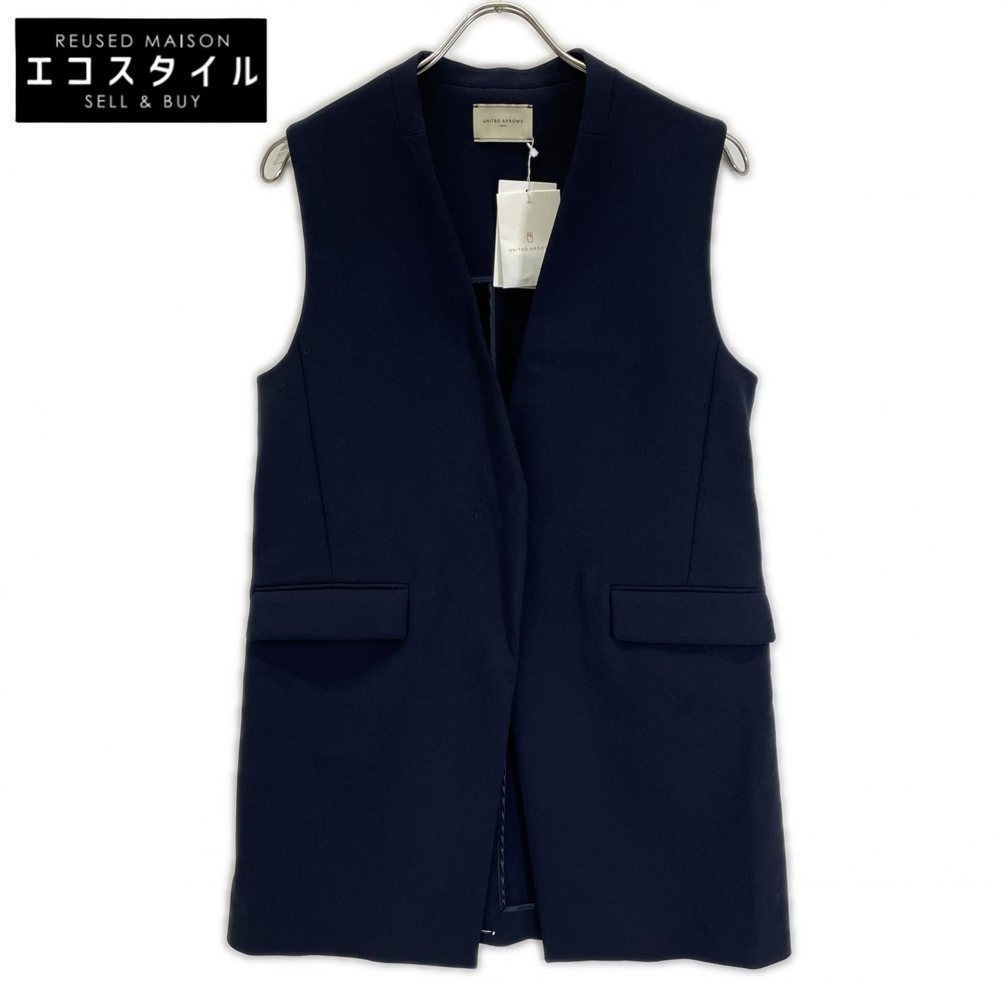 UNITED ARROWS ユナイテッドアローズ 1522-1-443030 ネイビー ウォッシャブル ダブルクロス ジレベスト ベスト