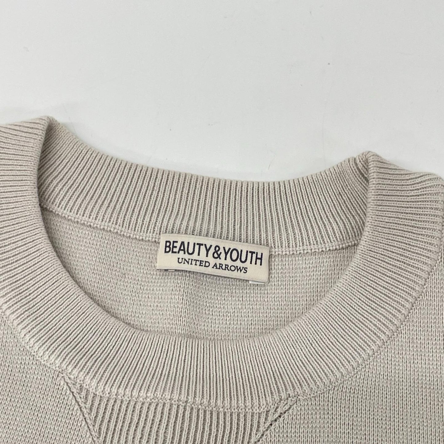 BEAUTY&YOUTH UNITED ARROWS ビューティアンドユース ユナイテッドアローズ 1213-1-000008 ベージュ コットン混 ミラノリブ クルーネック ニットスウェット トップス