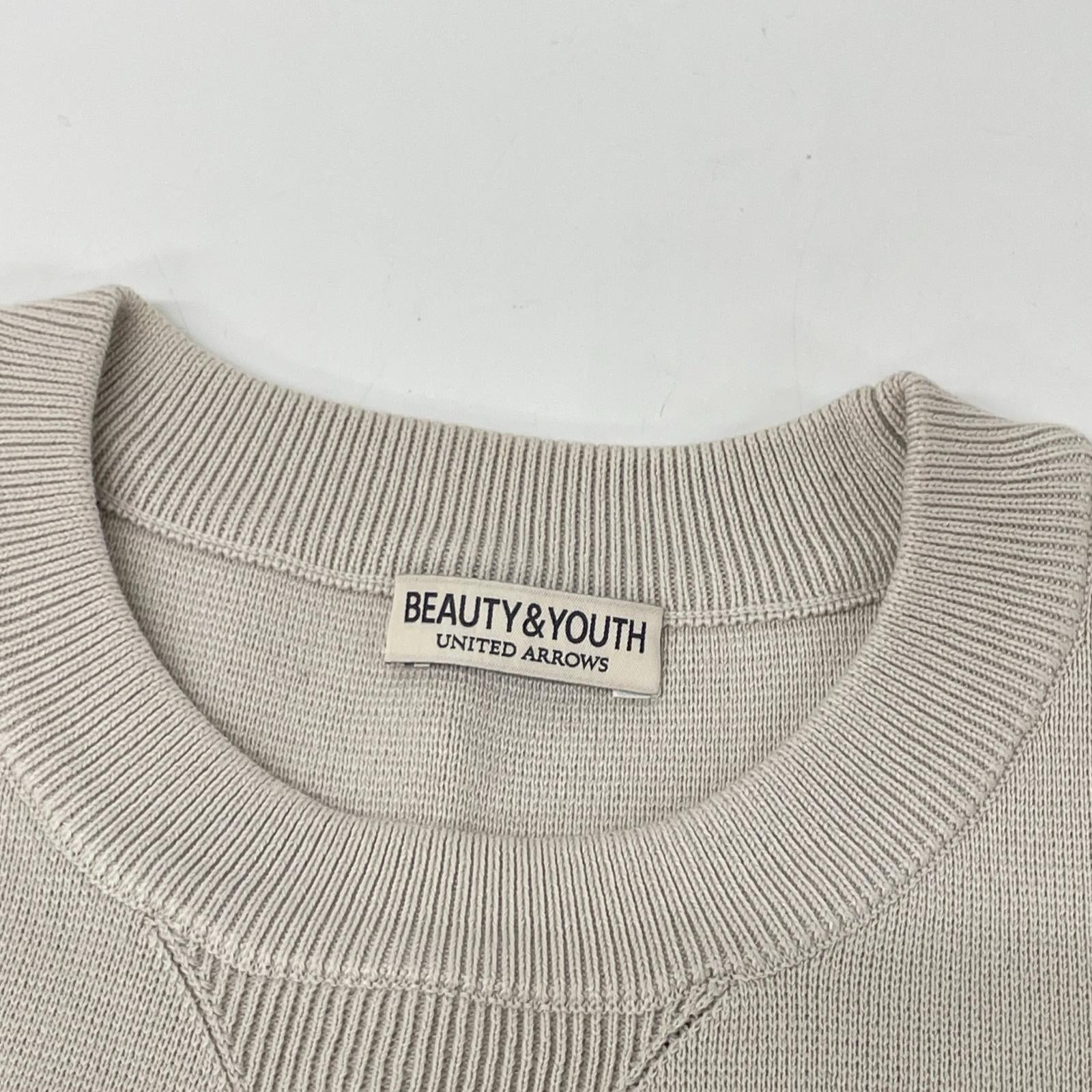 BEAUTY&YOUTH UNITED ARROWS ビューティアンドユース ユナイテッドアローズ 1213-1-000008 ベージュ コットン混 ミラノリブ クルーネック ニットスウェット トップス