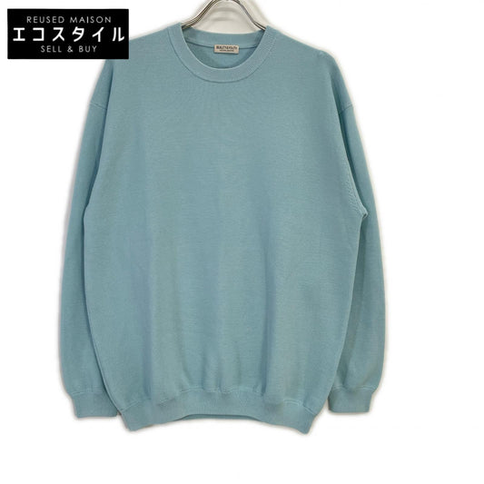 BEAUTY&YOUTH UNITED ARROWS ビューティアンドユース ユナイテッドアローズ 1213-117-4001 ライトブルー コットン混 パール ステッチ フォルム クルーネック ニット トップス