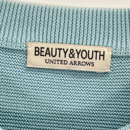 BEAUTY&YOUTH UNITED ARROWS ビューティアンドユース ユナイテッドアローズ 1213-117-4001 ライトブルー コットン混 パール ステッチ フォルム クルーネック ニット トップス