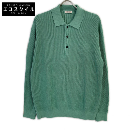 BEAUTY&YOUTH UNITED ARROWS ビューティアンドユース ユナイテッドアローズ 1213-1-000037 グリーン ギマコットン アゼ 3ボタン ポロカラーニット ウォッシャブル トップス