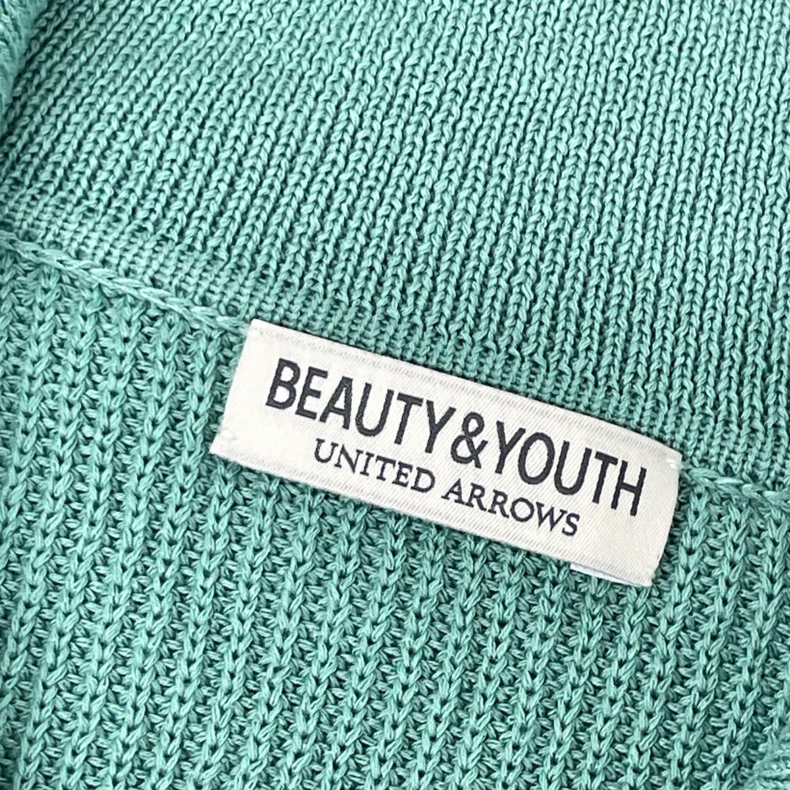 BEAUTY&YOUTH UNITED ARROWS ビューティアンドユース ユナイテッドアローズ 1213-1-000037 グリーン ギマコットン アゼ 3ボタン ポロカラーニット ウォッシャブル トップス