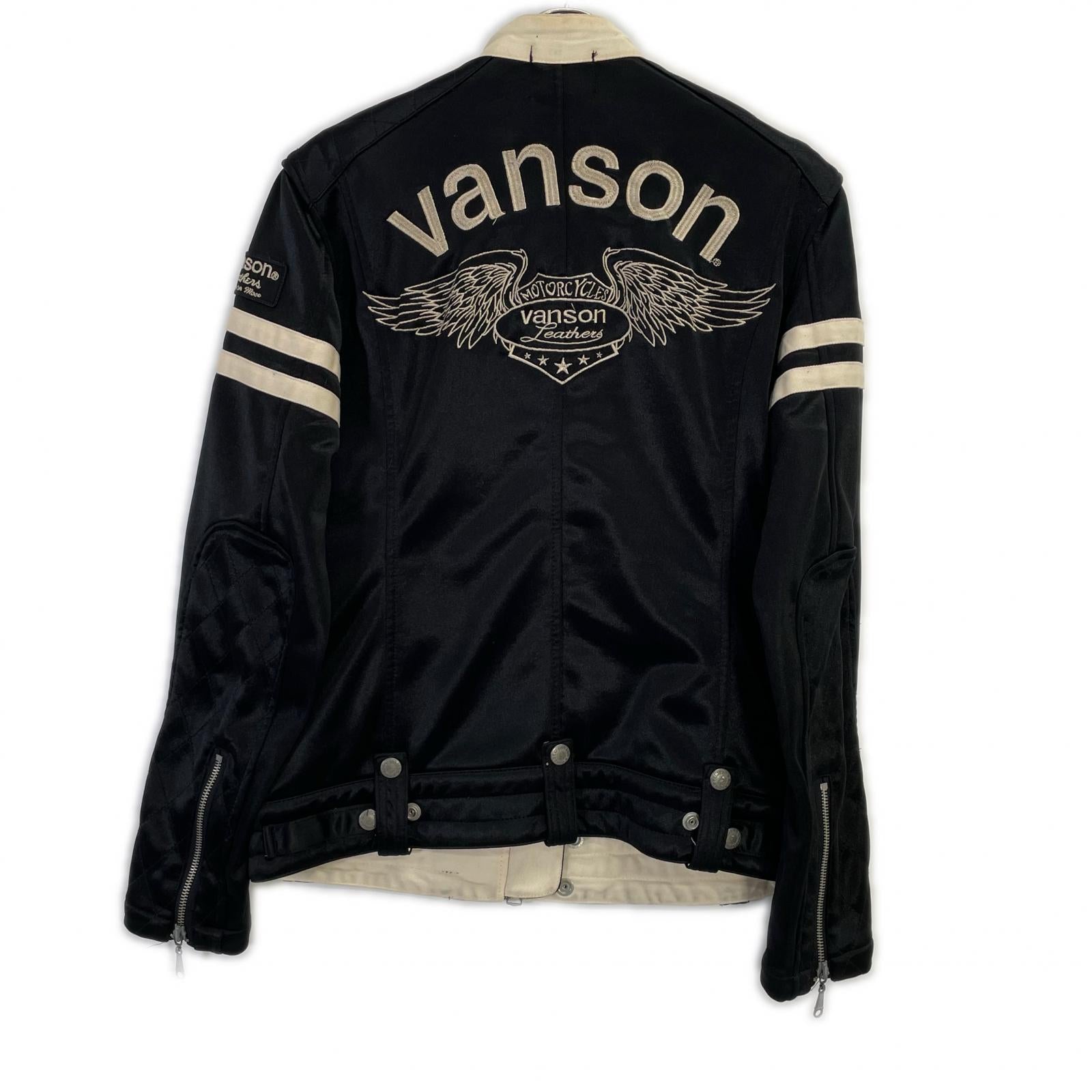VANSON バンソン ブラック ポリエステル 裏地フリース シングルライダースジャケット ジャケット