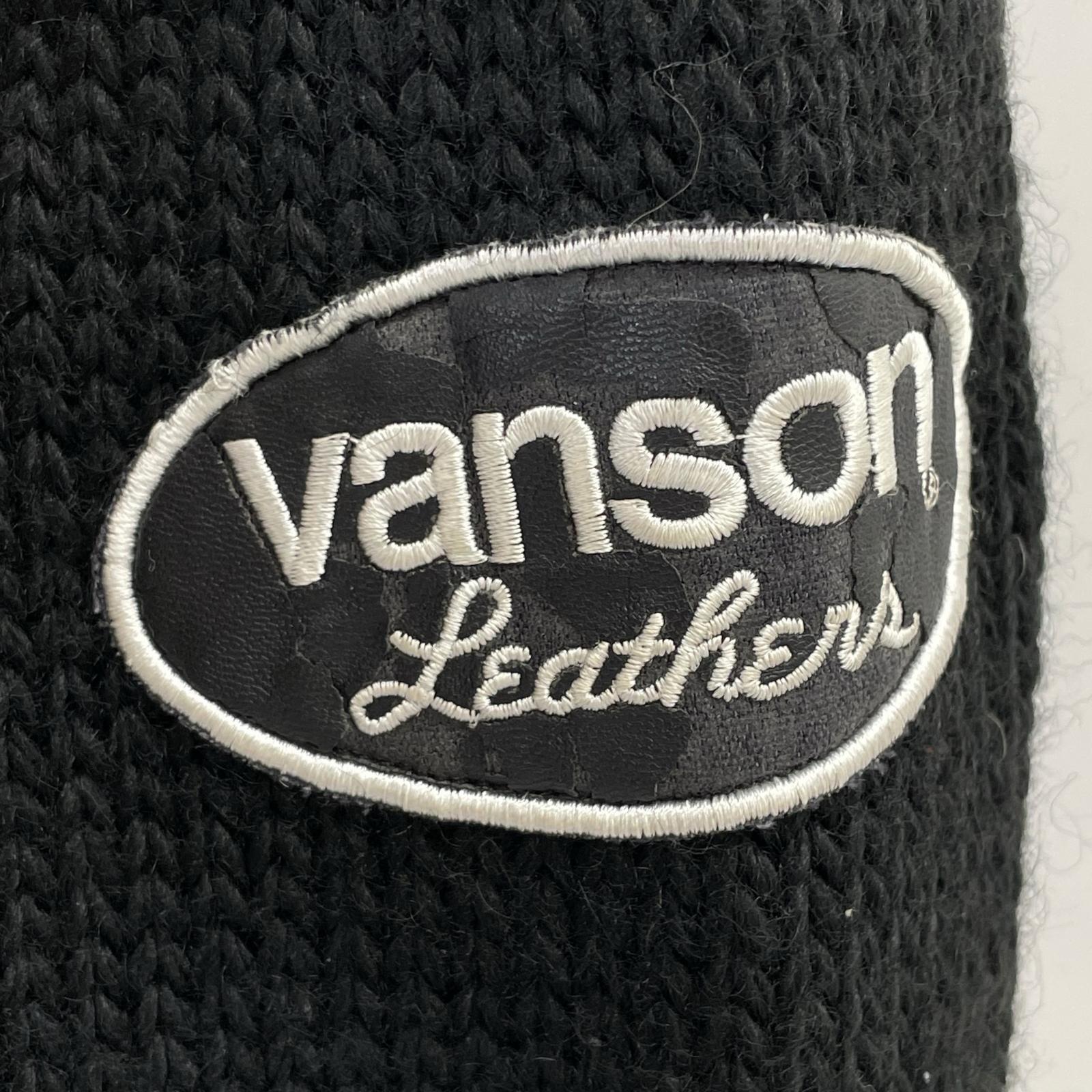 VANSON バンソン ブラック コットン ファイヤーパターン ショールカラーニットカーディガン トップス