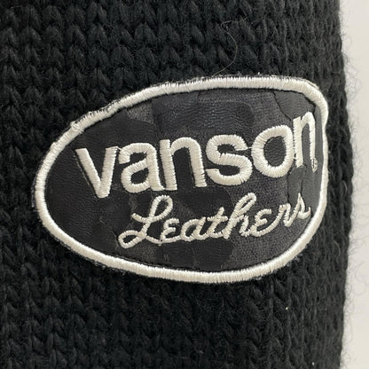 VANSON バンソン ブラック コットン ファイヤーパターン ショールカラーニットカーディガン トップス