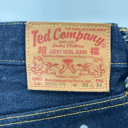TEDMAN テッドマン インディゴ コットン バックプリント DEVIL参号 セルビッチデニムパンツ ボトムス