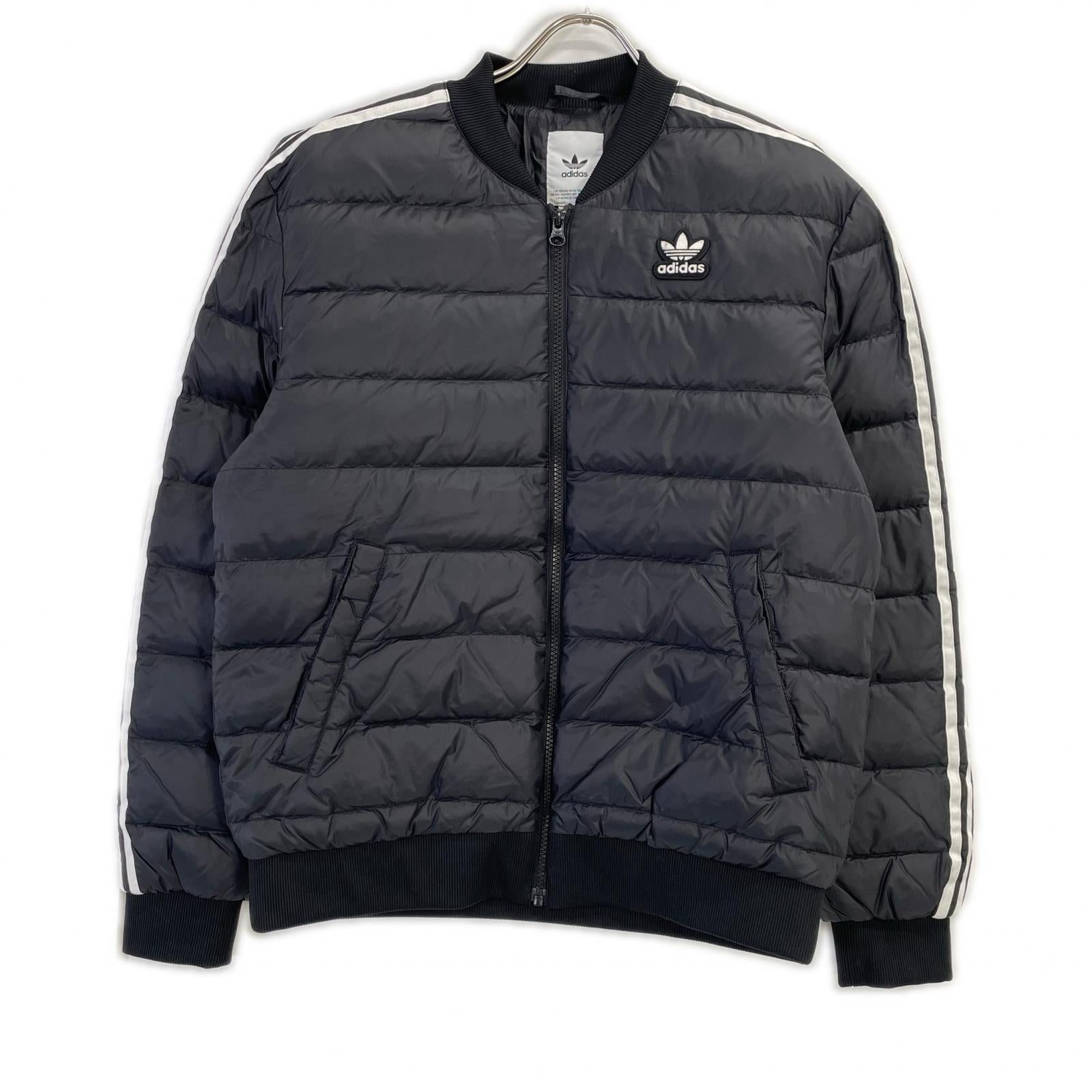 adidas アディダス FL0004 ブラック ナイロン ジップアップブルゾン ダウンジャケット ジャケット