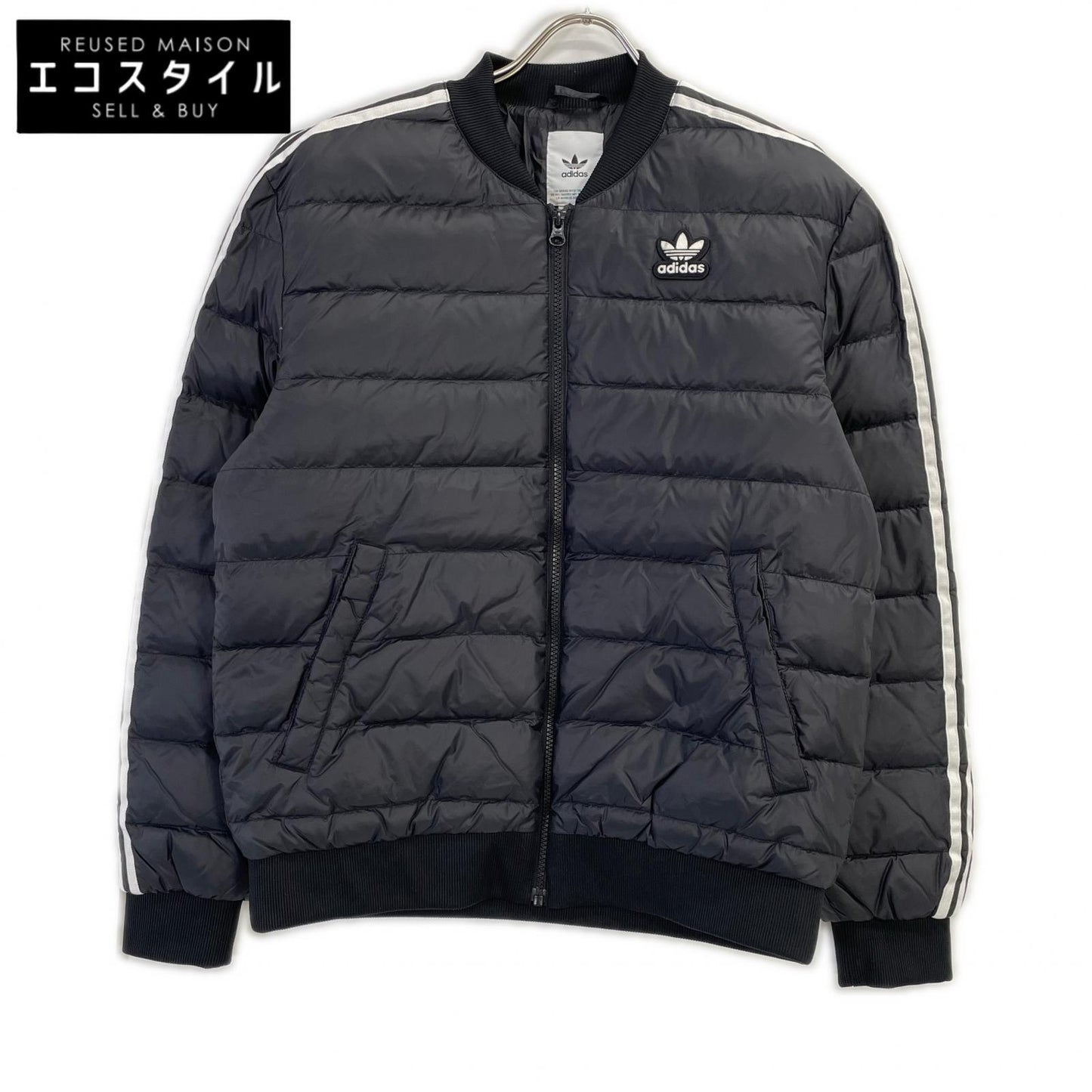 adidas アディダス FL0004 ブラック ナイロン ジップアップブルゾン ダウンジャケット ジャケット
