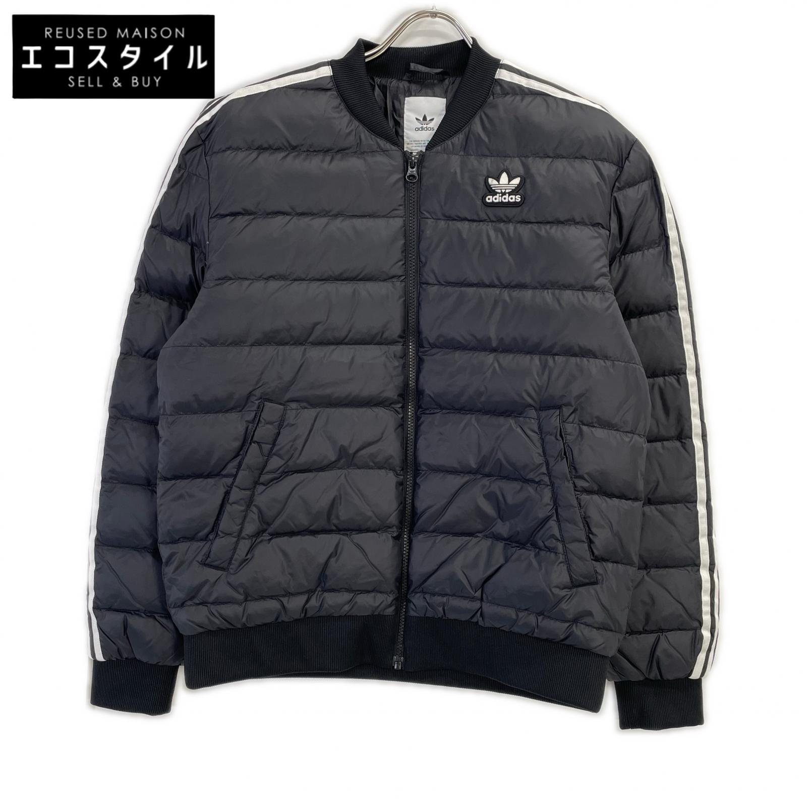 adidas アディダス FL0004 ブラック ナイロン ジップアップブルゾン ダウンジャケット ジャケット