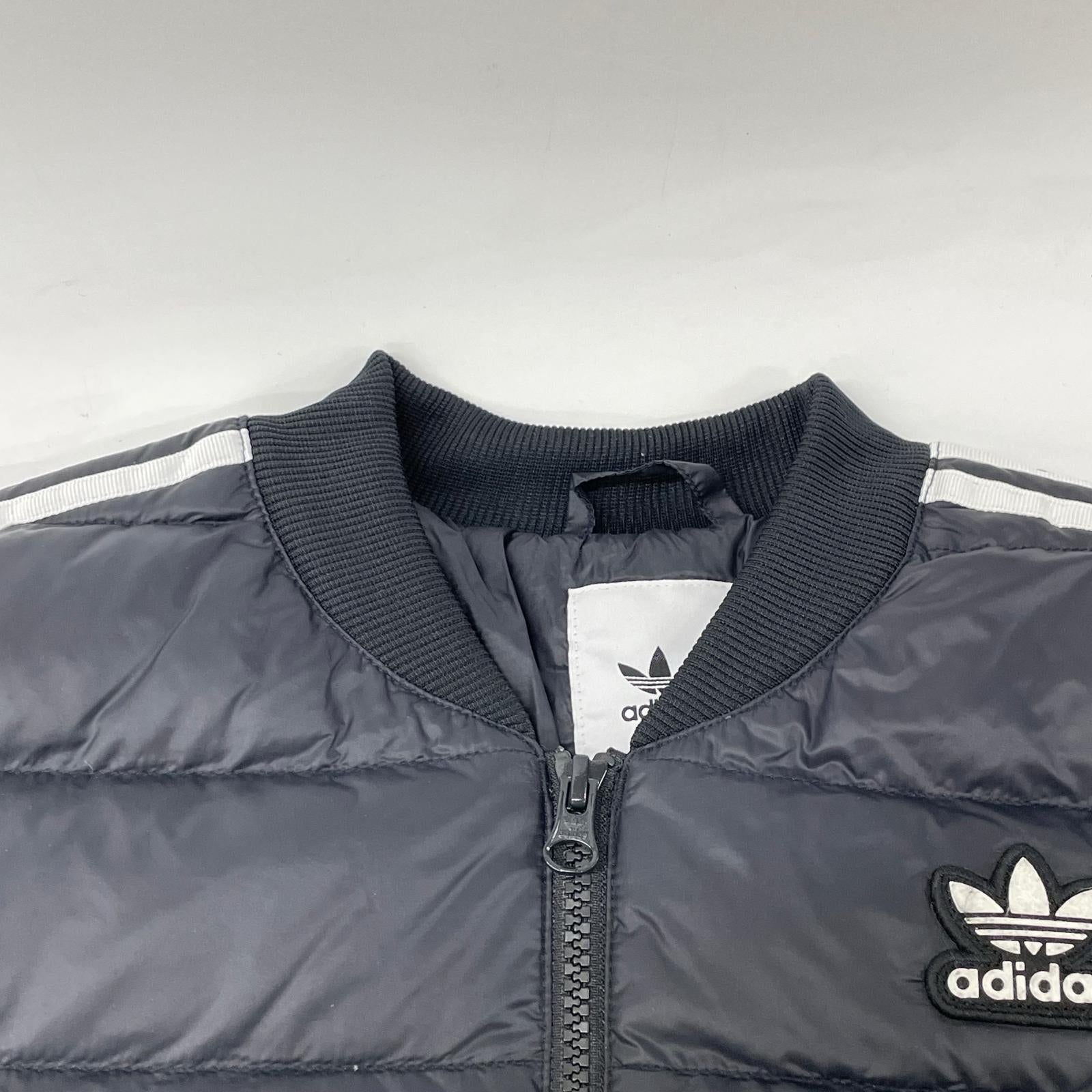 adidas アディダス FL0004 ブラック ナイロン ジップアップブルゾン ダウンジャケット ジャケット