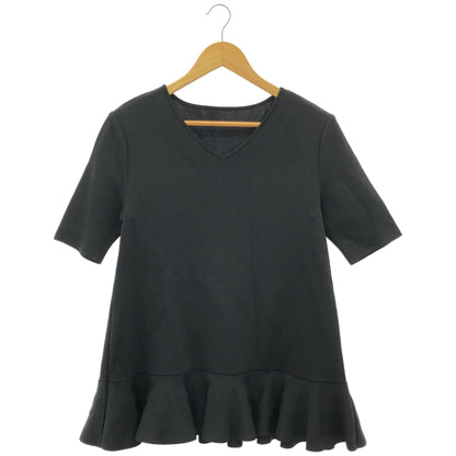 ADORE アドーア ブラック Vネック ドライストレッチ フリルヘム トップス トップス