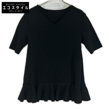 ADORE アドーア ブラック Vネック ドライストレッチ フリルヘム トップス トップス