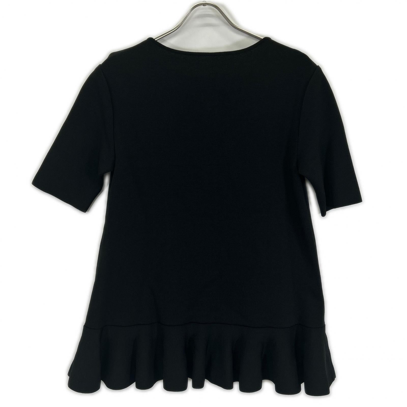 ADORE アドーア ブラック Vネック ドライストレッチ フリルヘム トップス トップス