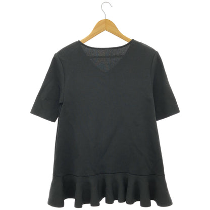 ADORE アドーア ブラック Vネック ドライストレッチ フリルヘム トップス トップス