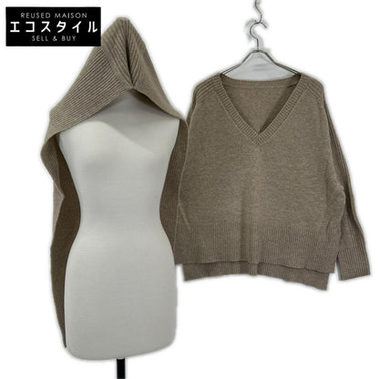 GALLARDAGALANTE ガリャルダガランテ GGZ1052305A0007 Beige Wool-Blend Hoodie Set V-Neck Knit Pullover Top