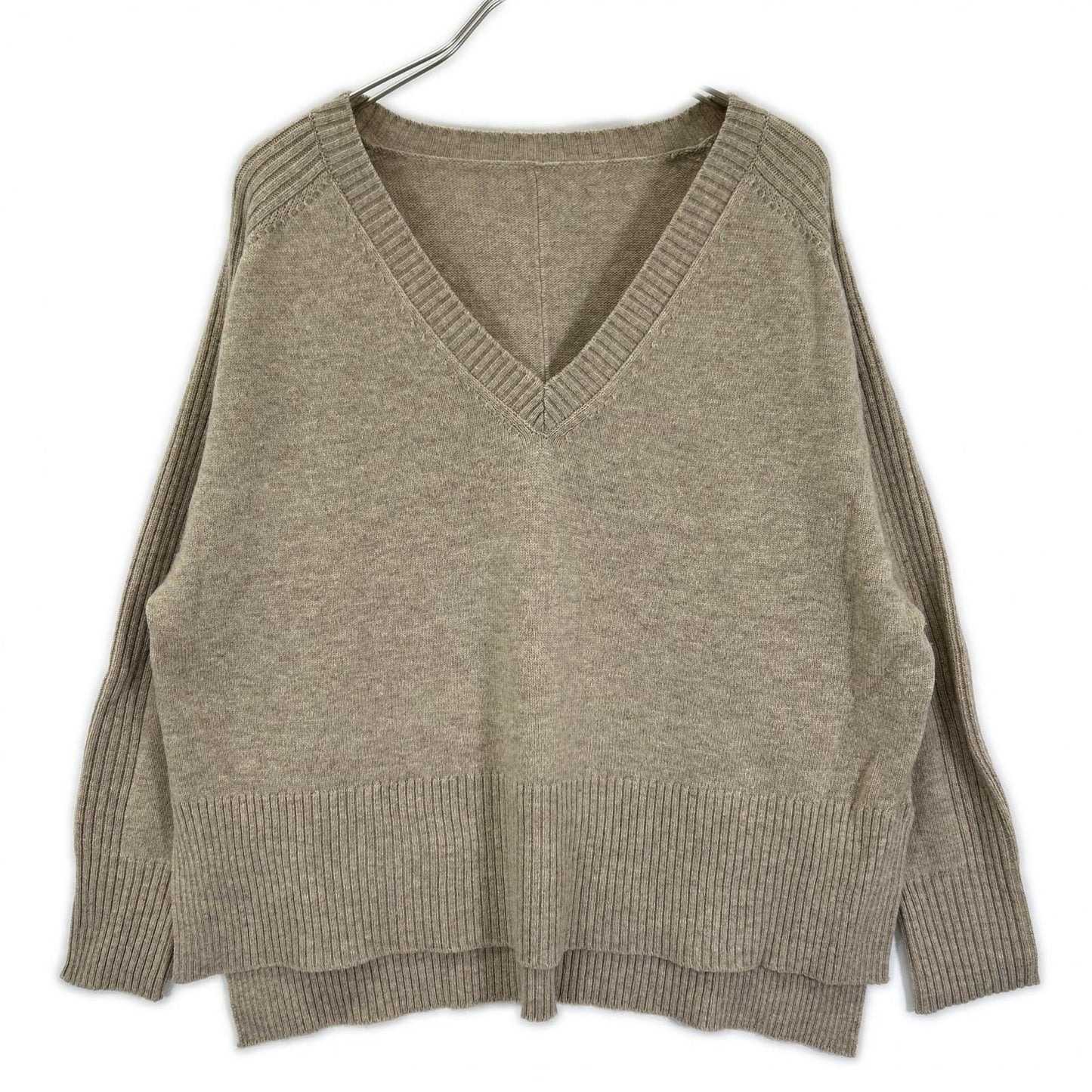 GALLARDAGALANTE ガリャルダガランテ GGZ1052305A0007 Beige Wool-Blend Hoodie Set V-Neck Knit Pullover Top
