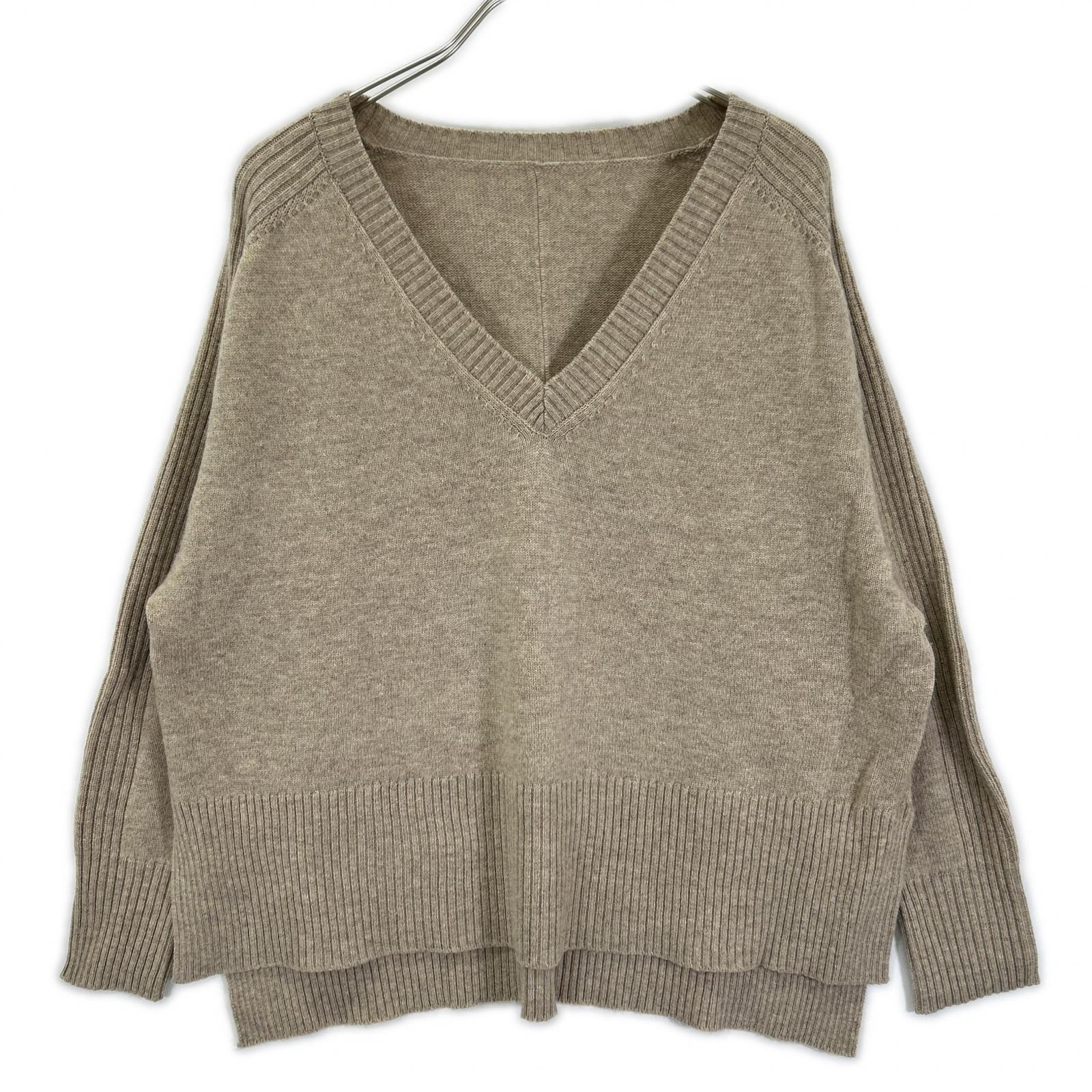 GALLARDAGALANTE ガリャルダガランテ GGZ1052305A0007 Beige Wool-Blend Hoodie Set V-Neck Knit Pullover Top