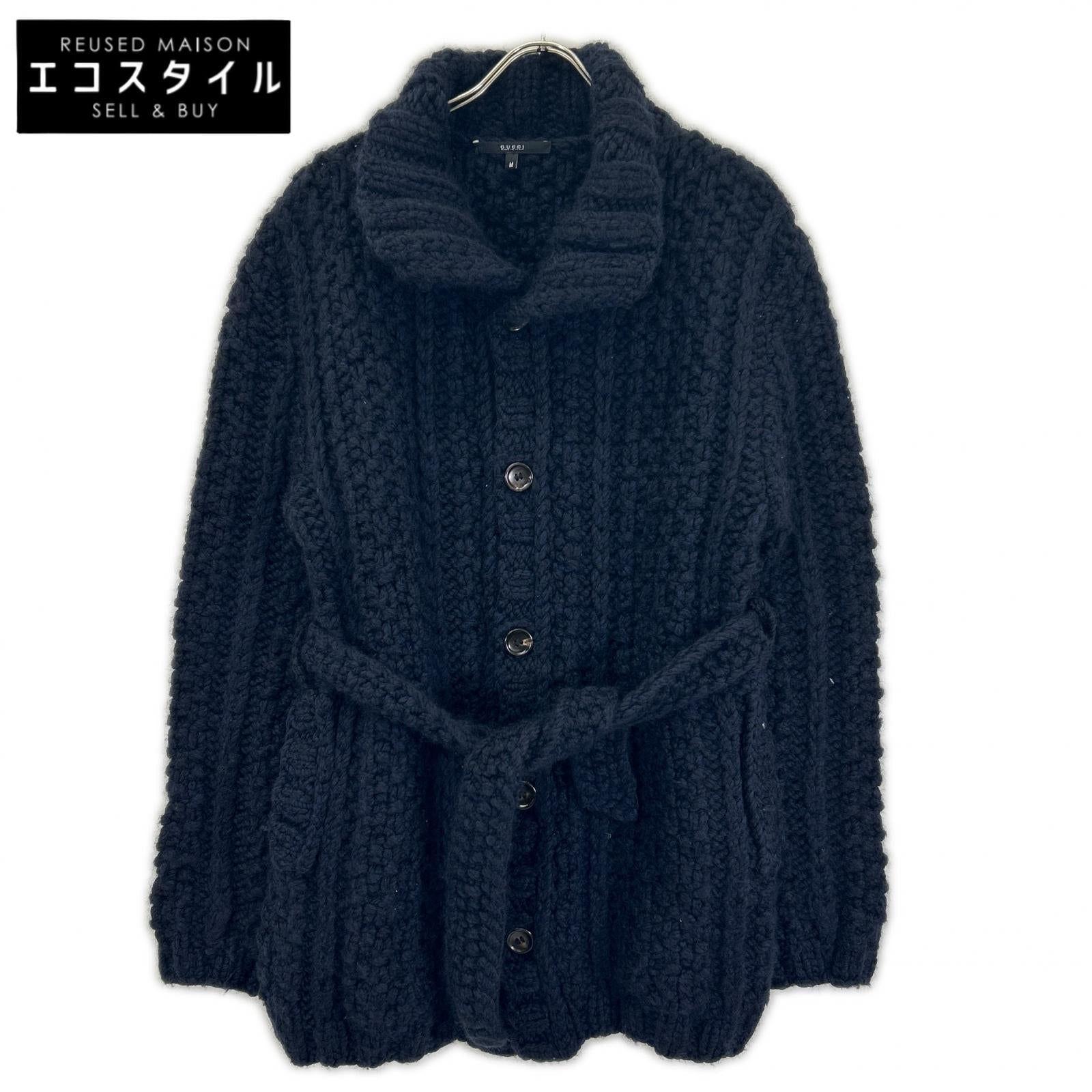 GUCCI グッチ 299471 ネイビー ウール100 ケーブルニット ショートコート コート
