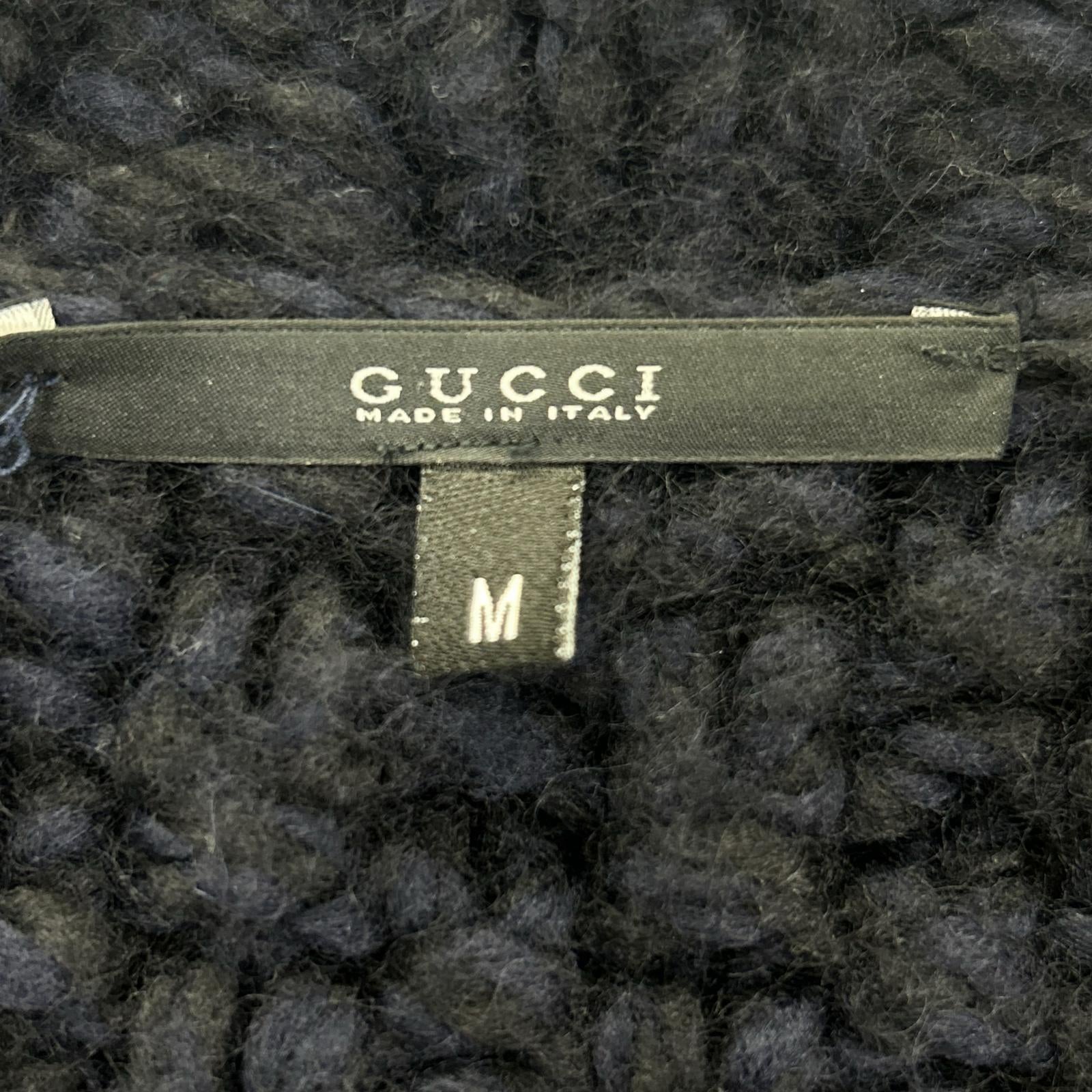 GUCCI グッチ 299471 ネイビー ウール100 ケーブルニット ショートコート コート